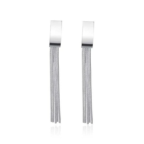 Gorgeous Hanging Tassel .925 Sterling Silver 2.5 Inch Long Earrings - Picture 4 of 7